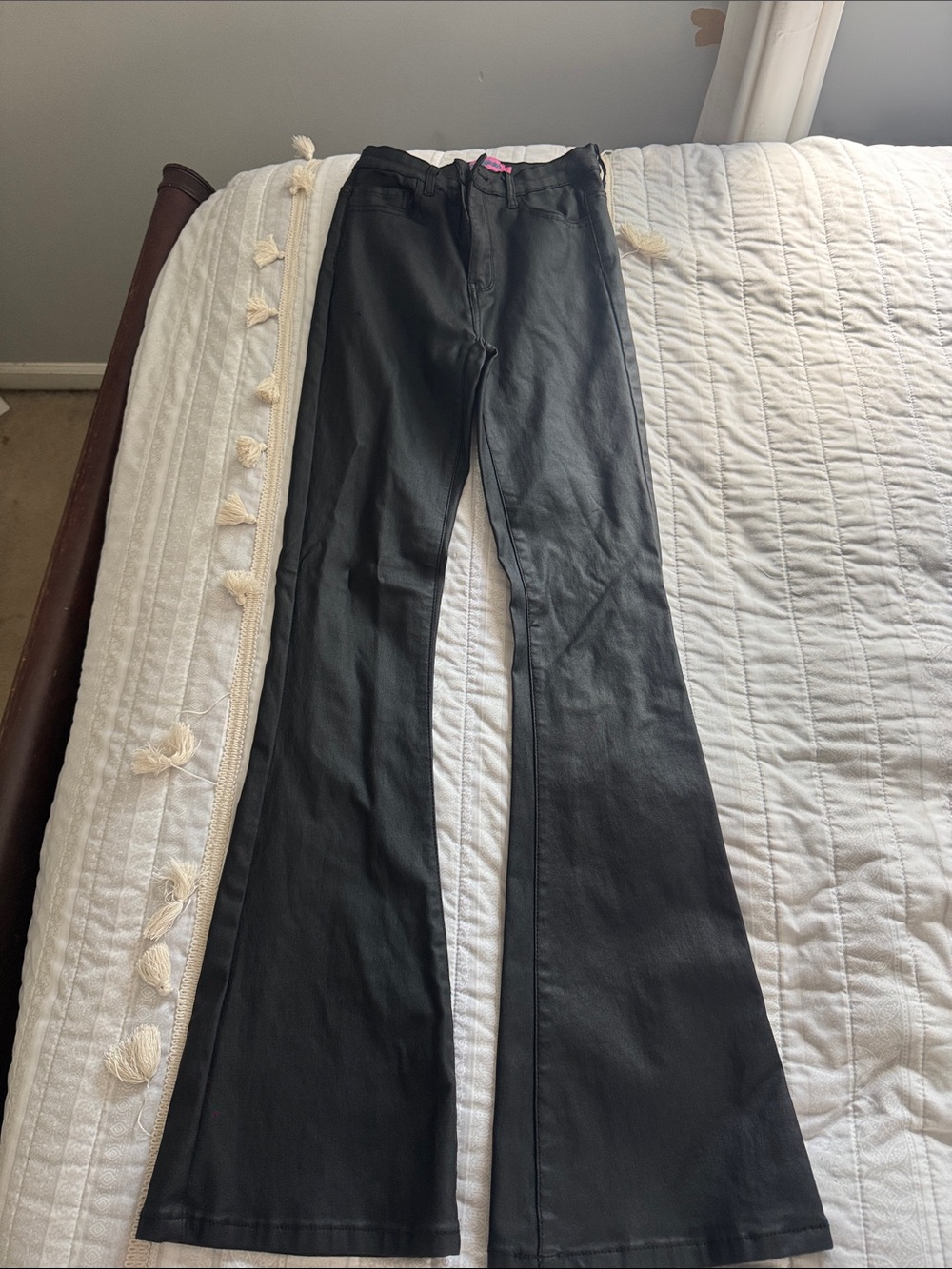Edikted Black Leather Flare Pants